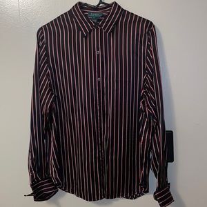 Lauren by Ralph Lauren 100% Silk Blouse w/ French Cuffs